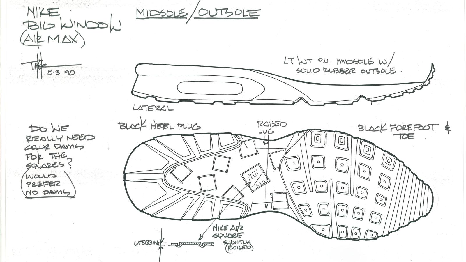 sole sketch of the nike air max bw design