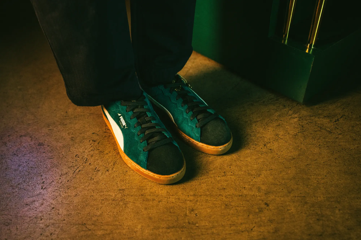 green puma suede
