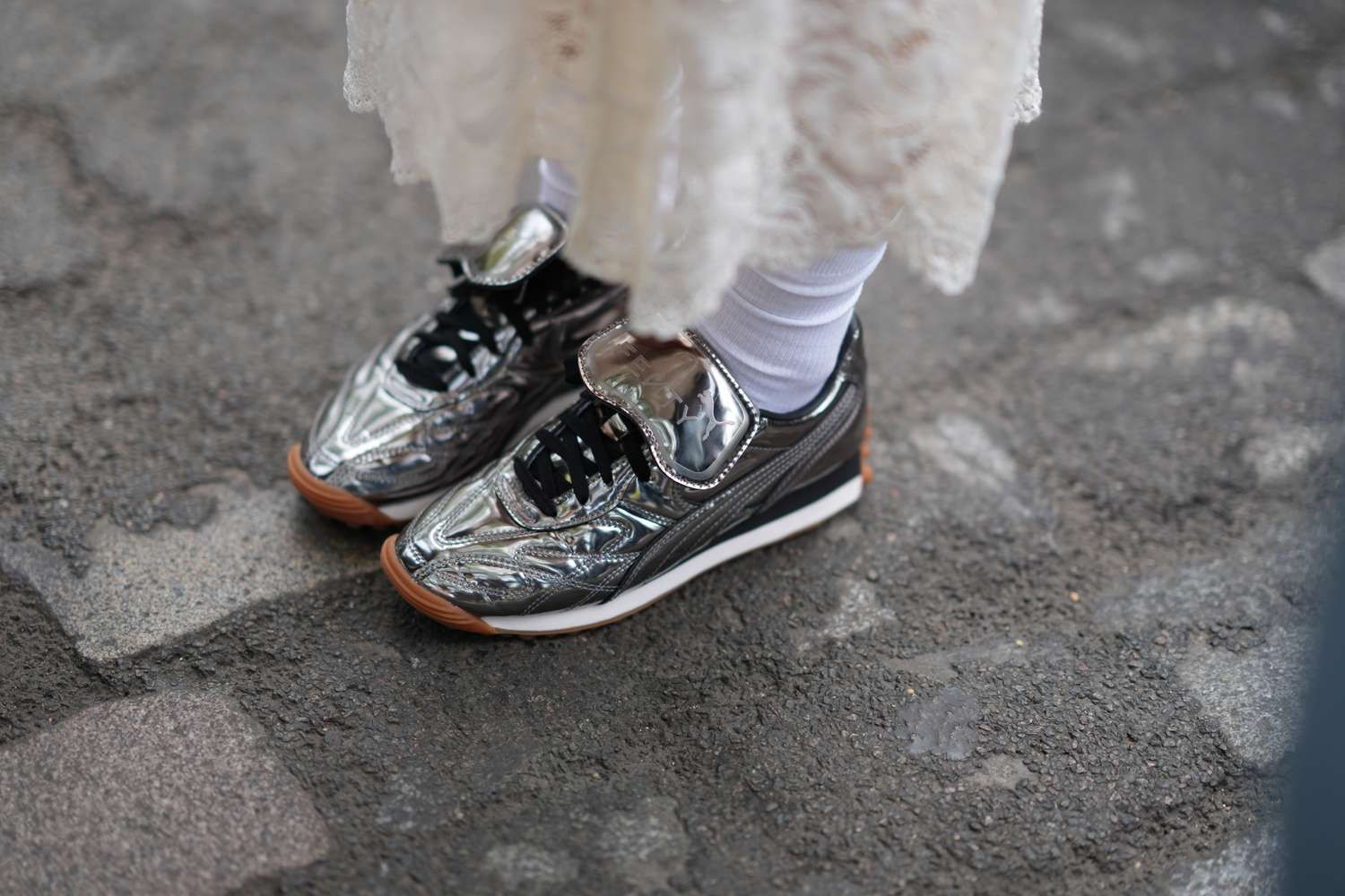 silver sneakers