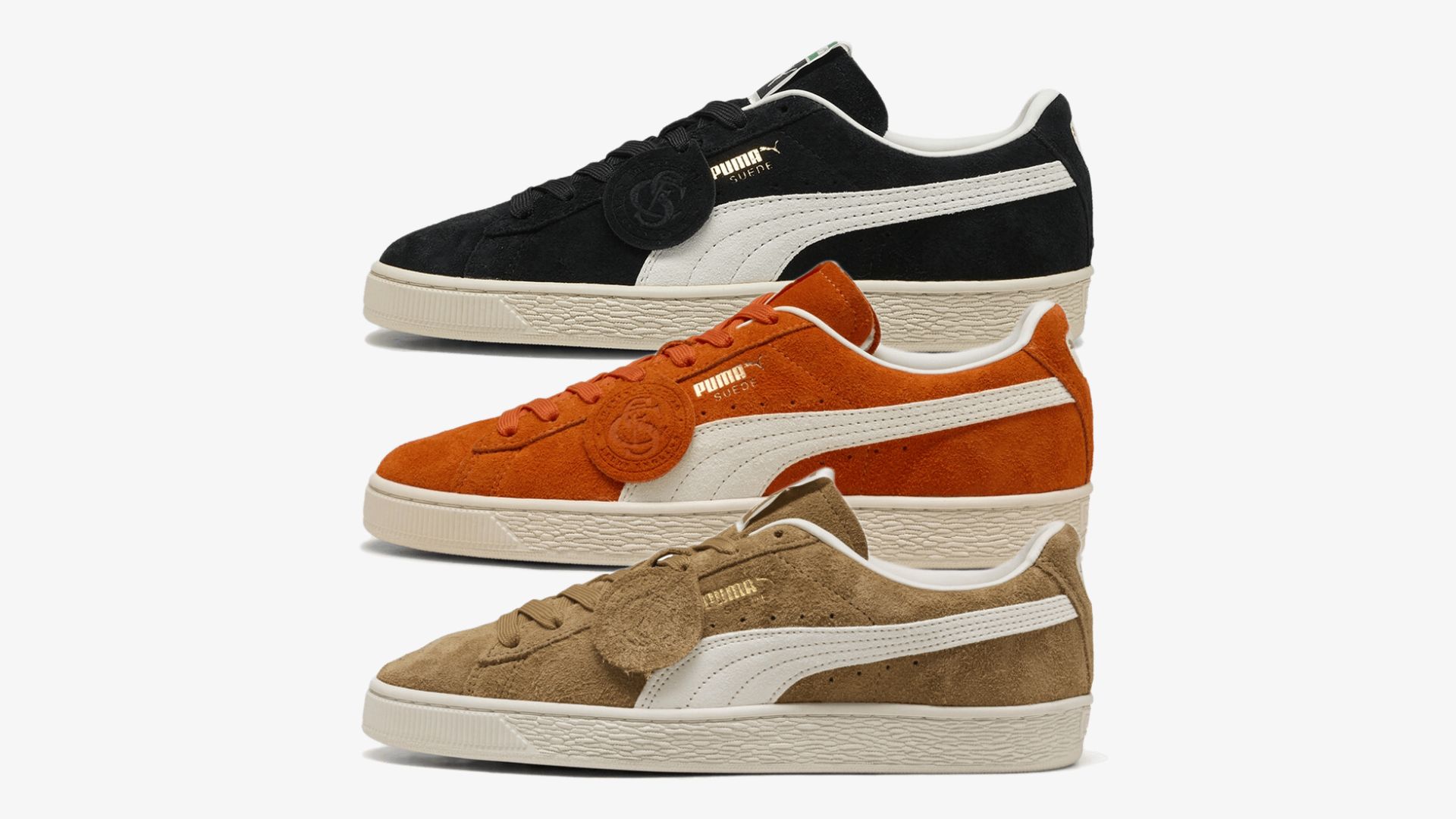 Sneaker Releases 23rd February Charles F. Stead x PUMA Suede Pack
'Black' (403700-01) / 'Orange Glo' (403766-02) / 'Honey Butter' (403767-03)
